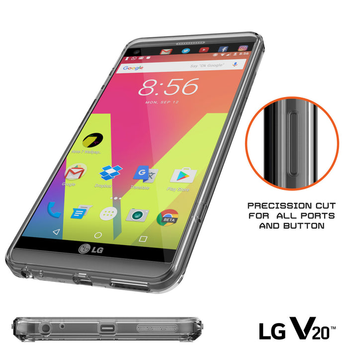 LG v20 Case Punkcase® LUCID 2.0 Crystal Black Series w/ PUNK SHIELD Glass Screen Protector | Ultra Fit (Color in image: clear)