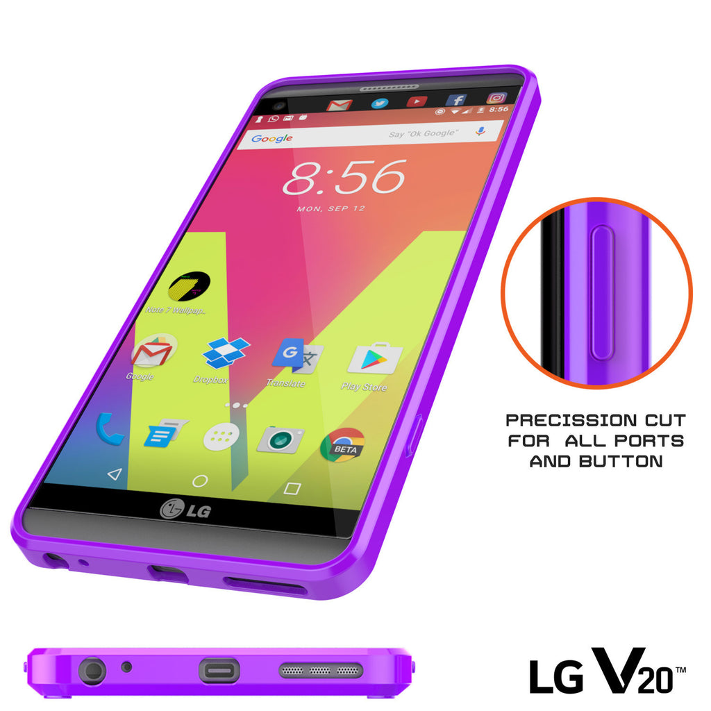 LG v20 Case Punkcase® LUCID 2.0 Purple Series w/ PUNK SHIELD Glass Screen Protector | Ultra Fit (Color in image: black)