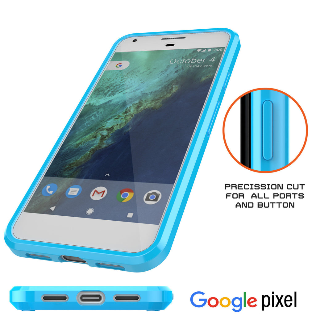 Google Pixel XL Case Punkcase® LUCID 2.0 Light Blue Series w/ PUNK SHIELD Glass Screen Protector | Ultra Fit (Color in image: clear)
