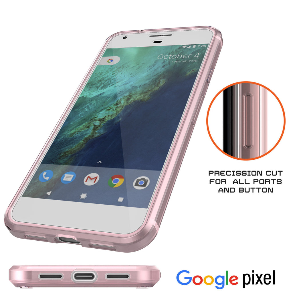 Google Pixel Case Punkcase® LUCID 2.0 Crystal Pink Series w/ PUNK SHIELD Glass Screen Protector | Ultra Fit (Color in image: clear)