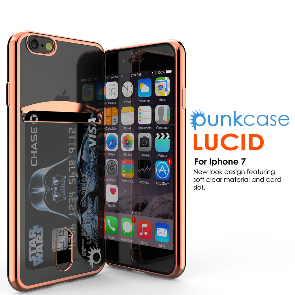 iPhone 7+ Plus Case, PUNKCASE® LUCID Rose Gold Series | Card Slot | SHIELD Screen Protector (Color in image: Silver)
