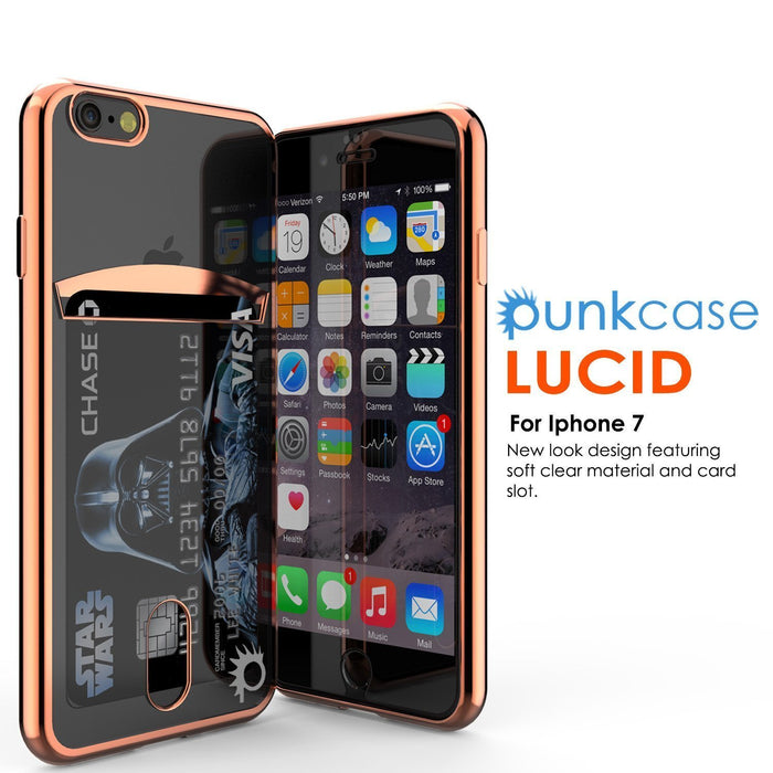 iPhone 8 Case, PUNKCASE® LUCID Rose Gold Series | Card Slot | SHIELD Screen Protector | Ultra fit (Color in image: Silver)