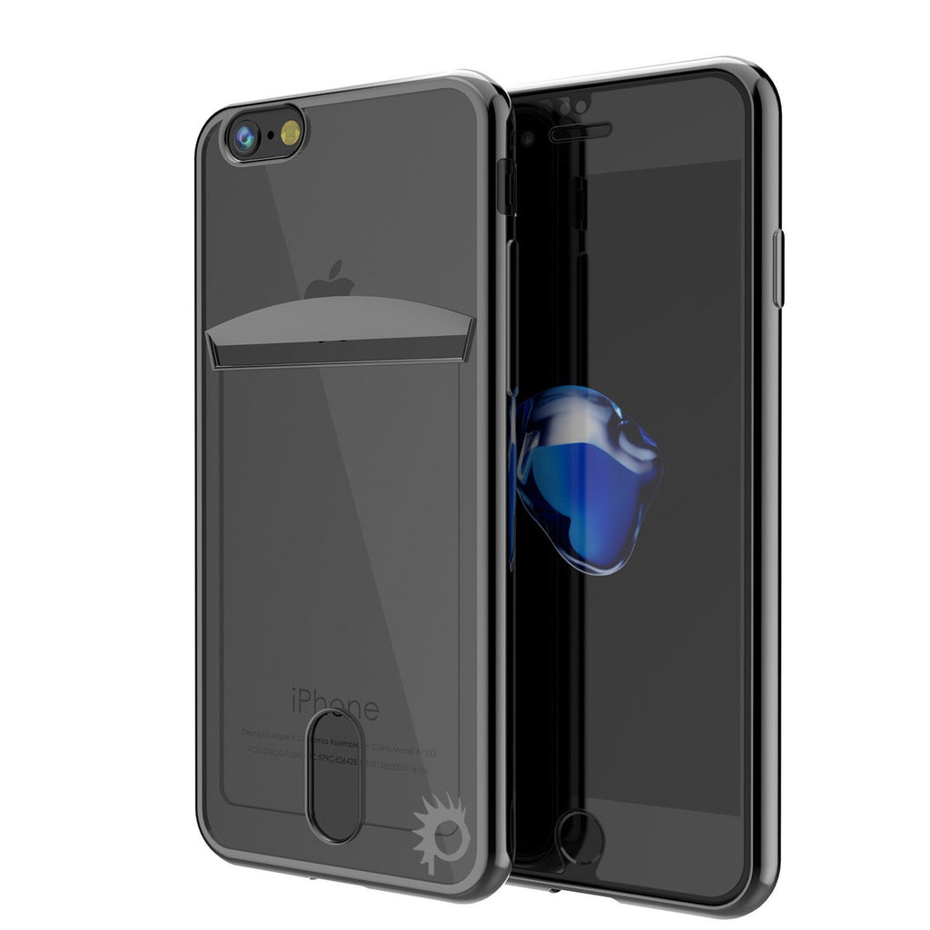 iPhone 8+ Plus Case, PUNKCASE® LUCID Black Series | Card Slot | SHIELD Screen Protector | Ultra fit (Color in image: Balck)