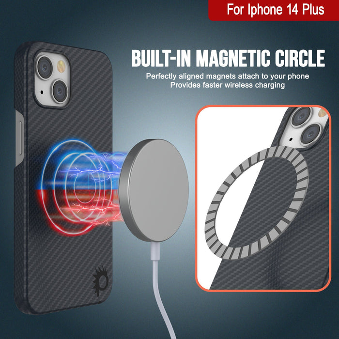 Punkcase for iPhone 14 Plus Carbon Fiber Case [Aramid MagShield Series] Ultra Slim