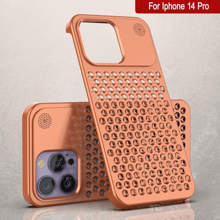 PunkCase for iPhone 14 Pro Aluminum Alloy Case [Fortifier Extreme Series] Ultra Durable Cover [Orange]