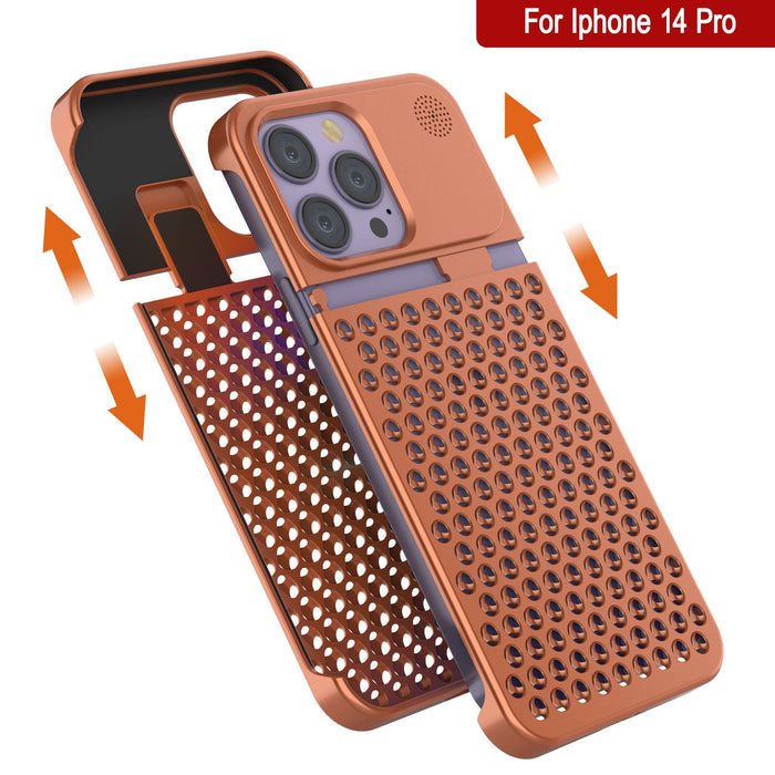 PunkCase for iPhone 14 Pro Aluminum Alloy Case [Fortifier Extreme Series] Ultra Durable Cover [Orange]