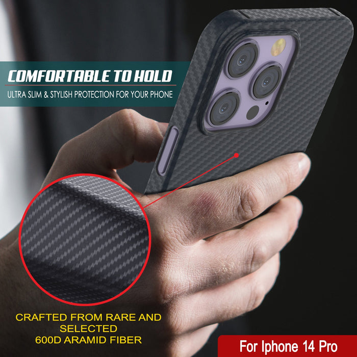 Punkcase iPhone 14 Pro Carbon Fiber Case [AramidShield Series] Ultra Slim & Light Kevlar