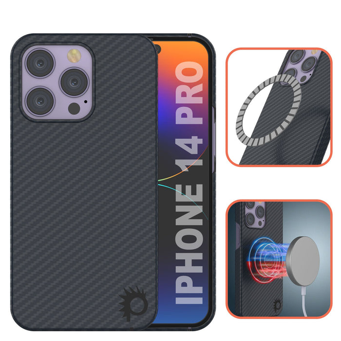 Punkcase for iPhone 14 Pro Carbon Fiber Case [Aramid MagShield Series] Ultra Slim