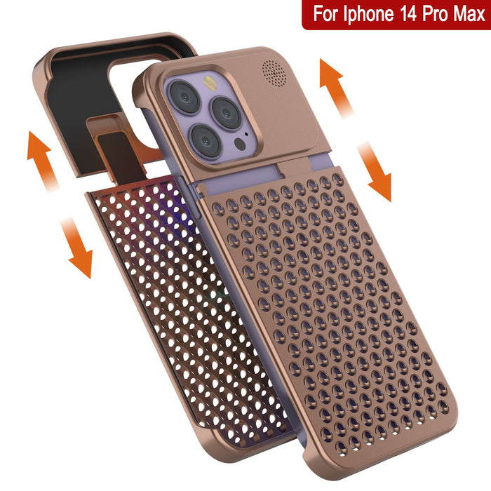 PunkCase for iPhone 14 Pro Max Aluminum Alloy Case [Fortifier Extreme Series] Ultra Durable Cover [Bronze]