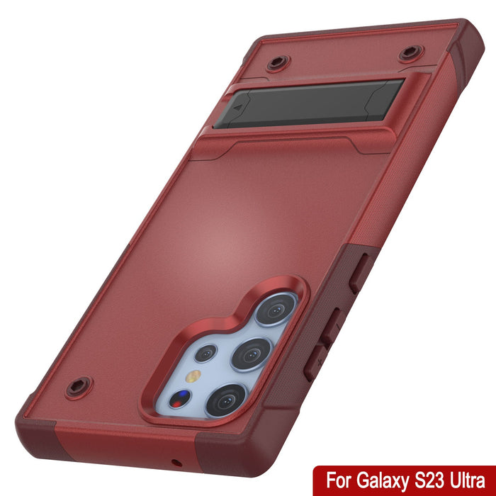 Punkcase Galaxy S24 Ultra Case [Reliance Series] Protective Hybrid Military Grade Cover W/Built-in Kickstand [Red-Rose]