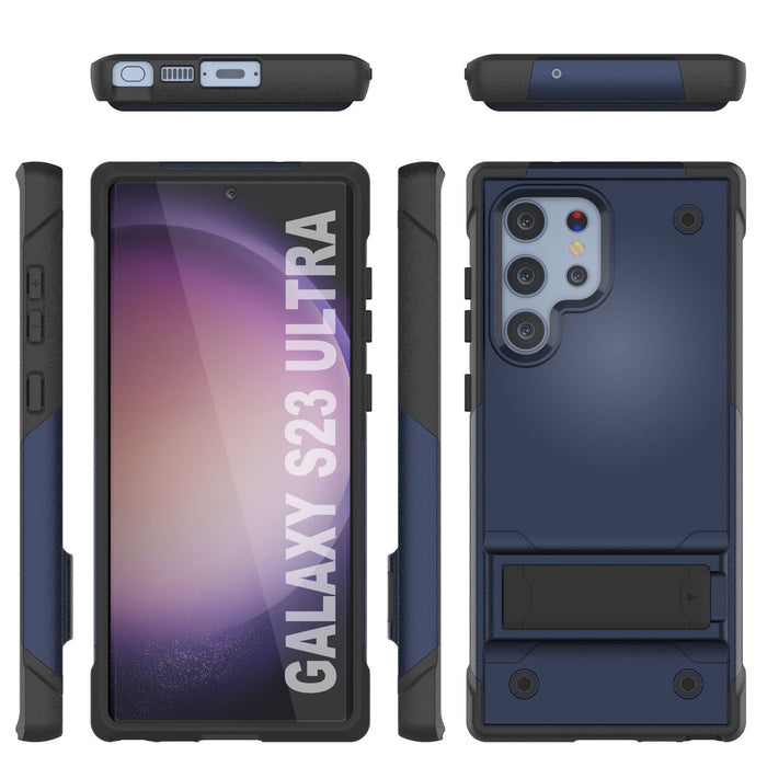 Punkcase Galaxy S24 Ultra Case [Reliance Series] Protective Hybrid Military Grade Cover W/Built-in Kickstand [Navy-Black]