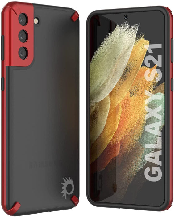 Punkcase Galaxy S21 Case [Mirage Series] Heavy Duty Phone Cover (Red) (Color in image: Red)