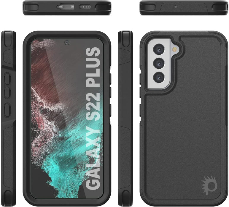 PunkCase Galaxy S22+ Plus Case, [Spartan 2.0 Series] Clear Rugged Heavy Duty Cover [Black] 
