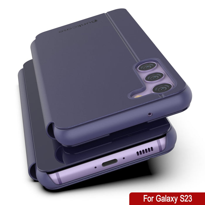 Punkcase Galaxy S23 Reflector Case Protective Flip Cover [Purple]