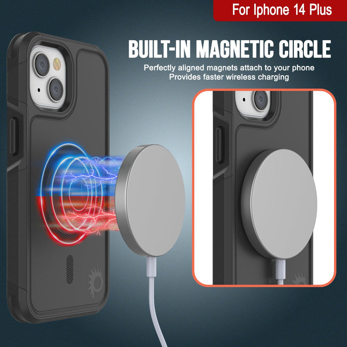 For Iphone 14 Plus Built-in MAGNETIC CIRCLE Perfectly aligned magnets attach to your phone Provides faster wireless charging 