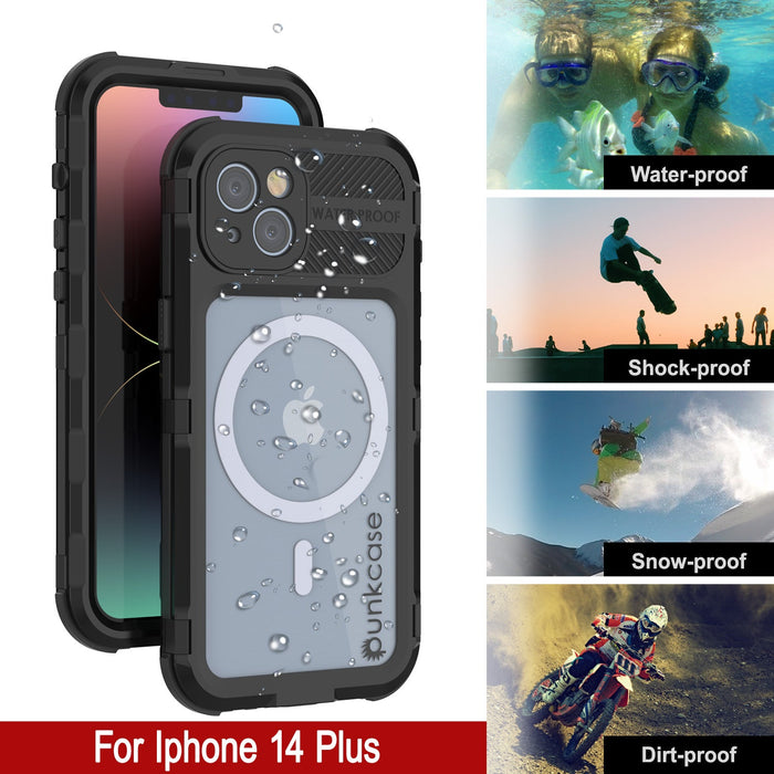 iPhone 14 Plus Metal Extreme 2.0 Series Aluminum Waterproof Case IP68 W/Buillt in Screen Protector [Black]