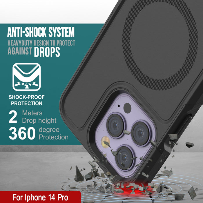 ANTI-SHOCK SYSTEM f HEAVYDUTY DESIGN TO PROTECT AGAINST DROPSDROPS 7 SHOCK-PROOF PROTECTION Meters Drop height 360 Peon *For Ts 14 Pro (Color in image: Blue)