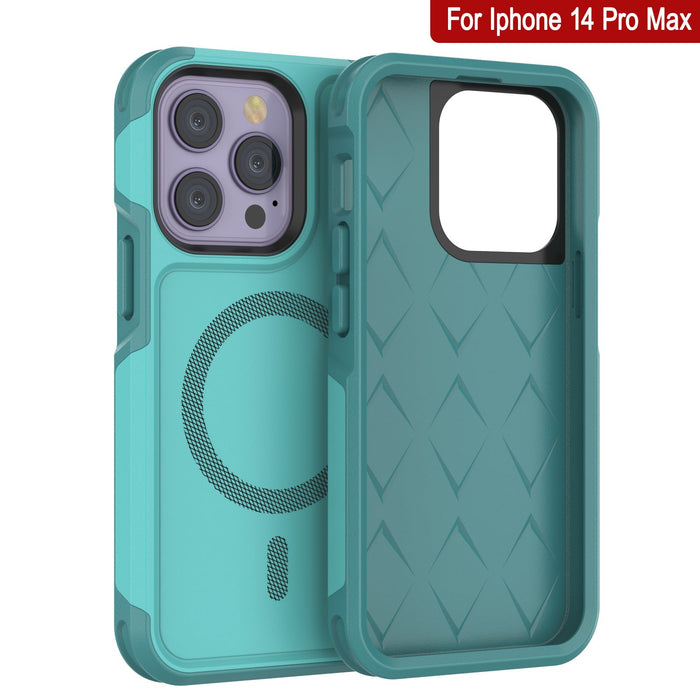 PunkCase iPhone 14 Pro Max Case, [Spartan 2.0 Series] Clear Rugged Heavy Duty Cover W/Built in Screen Protector [Blue] 