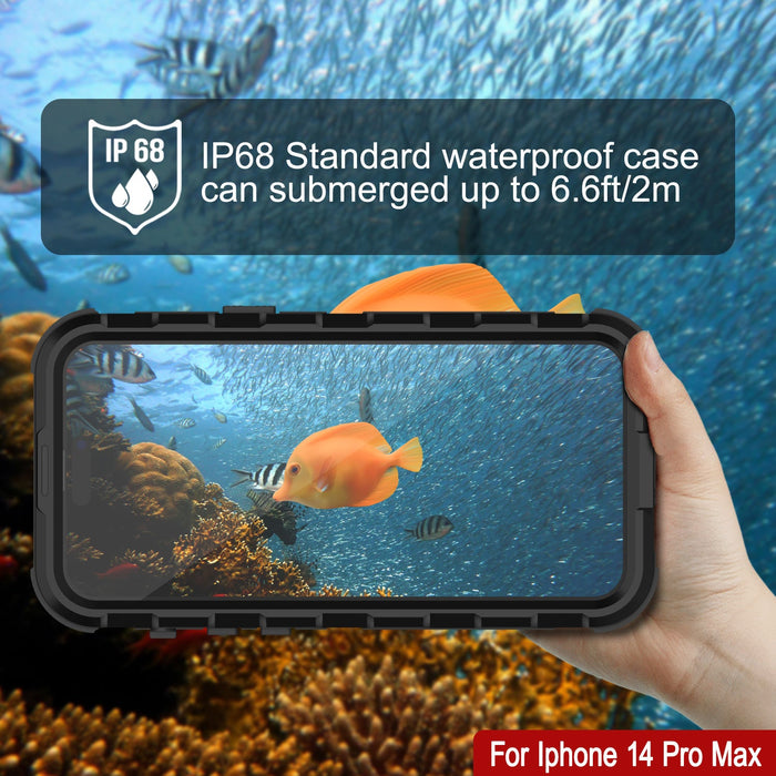 iPhone 14 Pro Max Metal Extreme 2.0 Series Aluminum Waterproof Case IP68 W/Buillt in Screen Protector [Black]