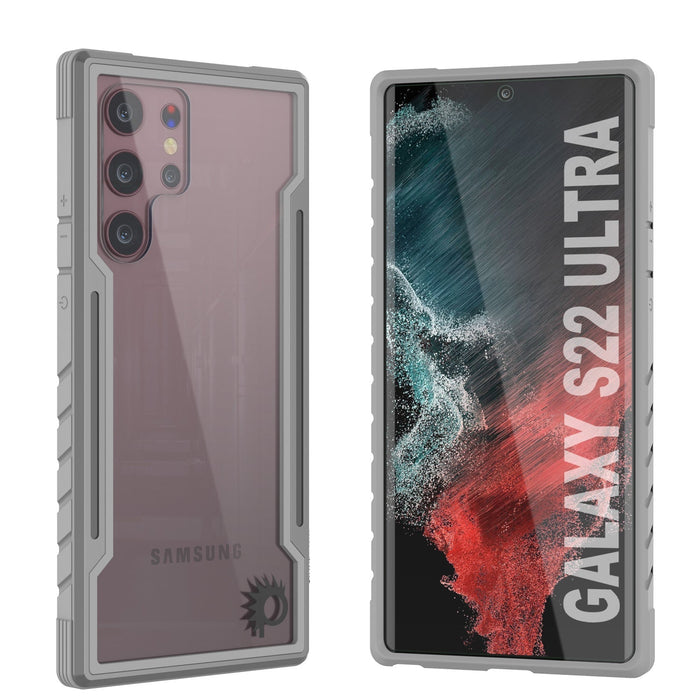 Punkcase S22 Ultra ravenger Case Protective Military Grade Multilayer Cover [Grey] (Color in image: Grey)