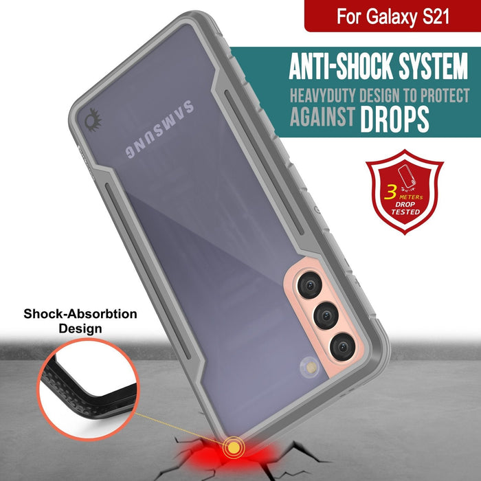 Punkcase S21 ravenger Case Protective Military Grade Multilayer Cover [Grey] (Color in image: Grey-Black)