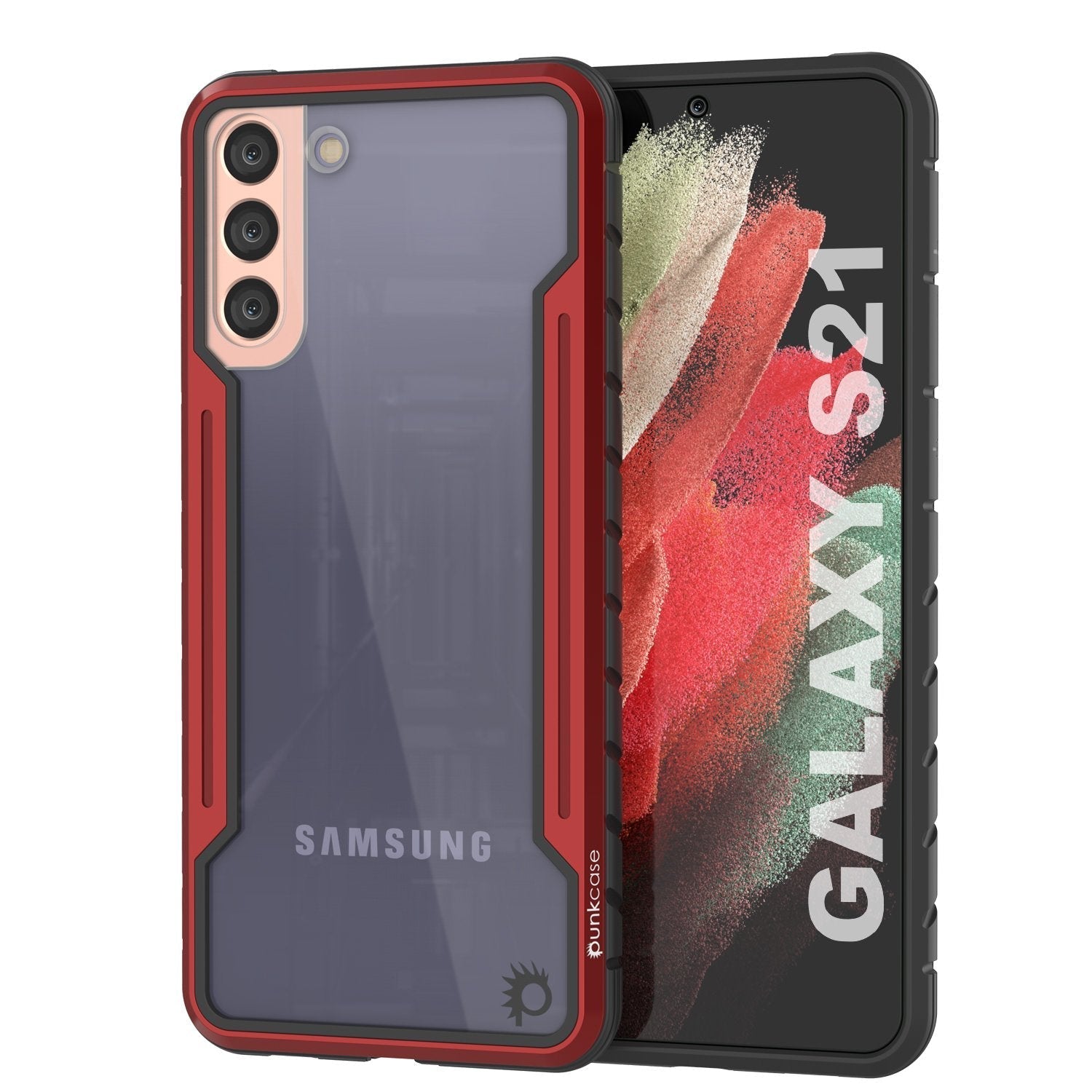 Punkcase S21 ravenger Case Protective Military Grade Multilayer Cover [Red] (Color in image: Red)