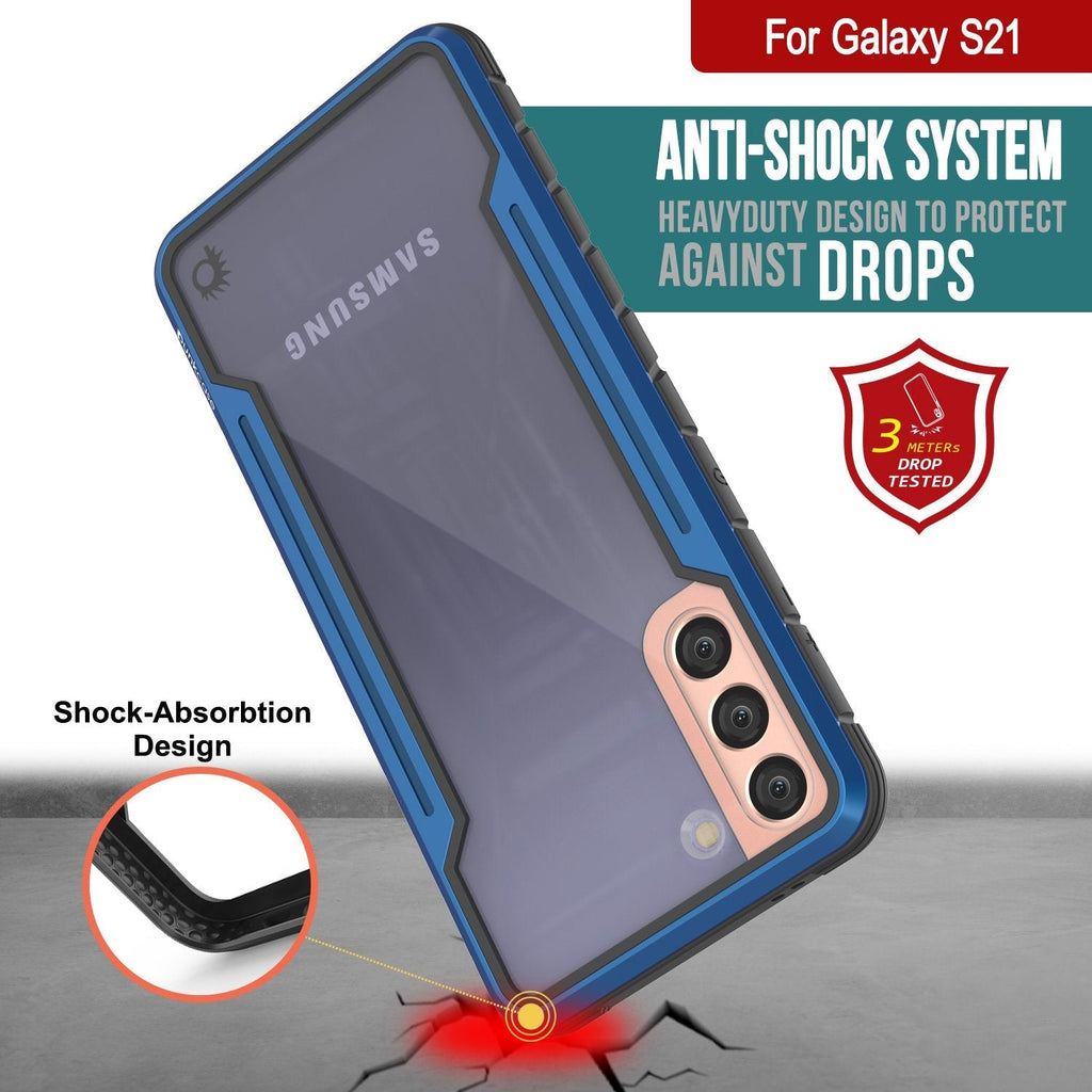 Punkcase S21 ravenger Case Protective Military Grade Multilayer Cover [Blue] (Color in image: Grey)