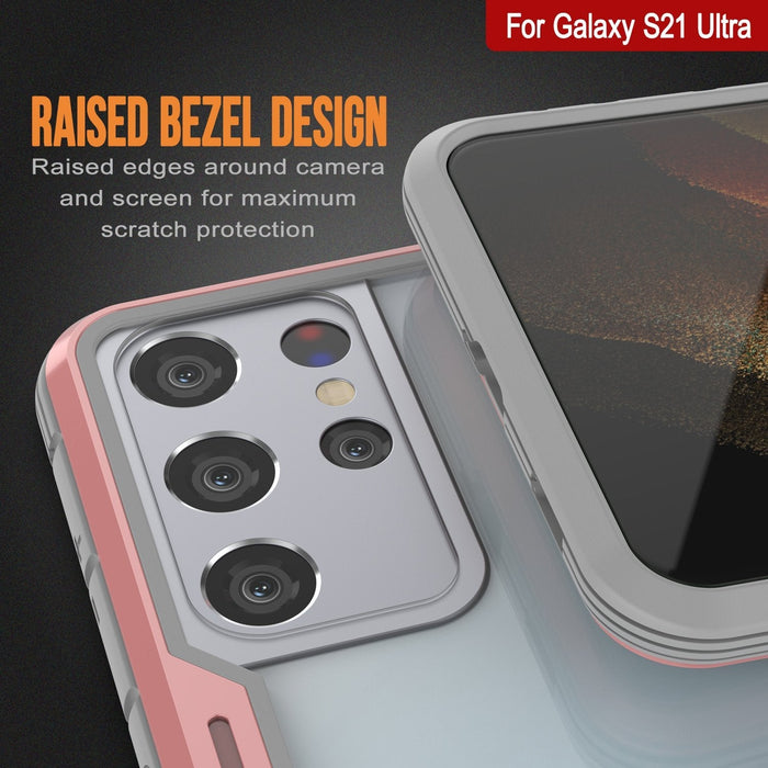 Punkcase S21 Ultra ravenger Case Protective Military Grade Multilayer Cover [Rose-Gold] (Color in image: Grey)