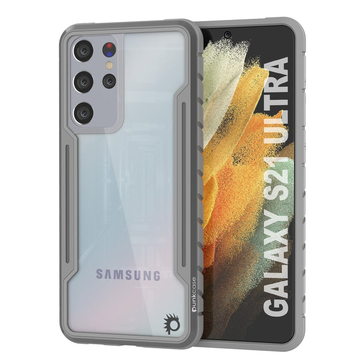Punkcase S21 Ultra ravenger Case Protective Military Grade Multilayer Cover [Grey] (Color in image: Grey)