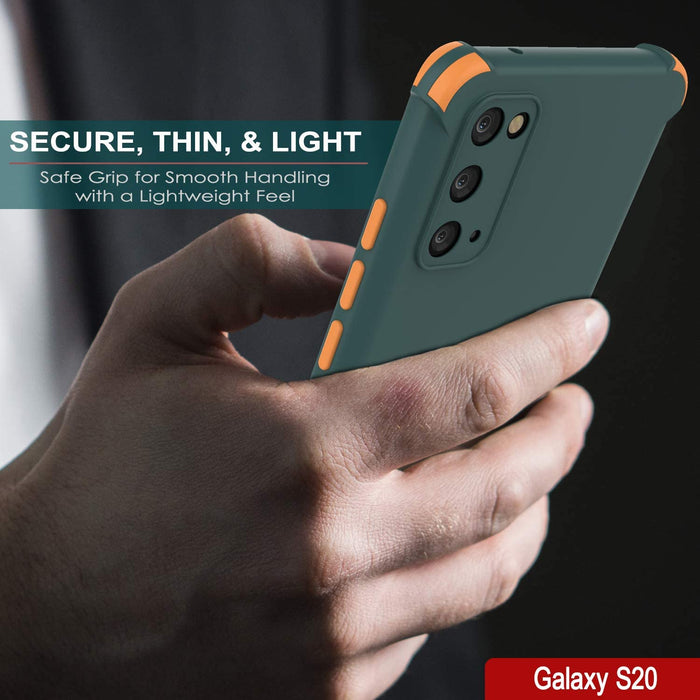 Punkcase Protective & Lightweight TPU Case [Sunshine Series] for Galaxy S20 [Dark Green] (Color in image: Orange)