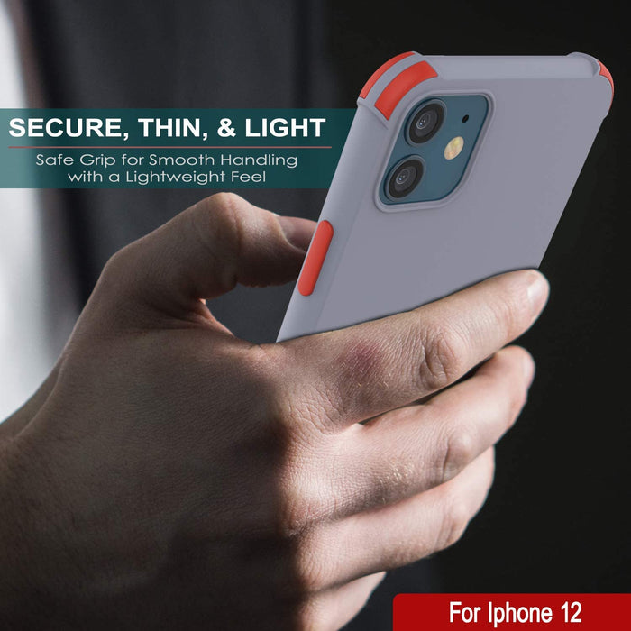 Punkcase Protective & Lightweight TPU Case [Sunshine Series] for iPhone 12 [Grey] (Color in image: Rose)