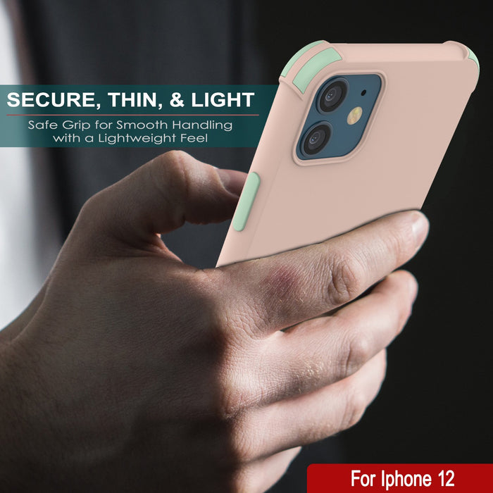 Punkcase Protective & Lightweight TPU Case [Sunshine Series] for iPhone 12 [Pink] (Color in image: Teal)