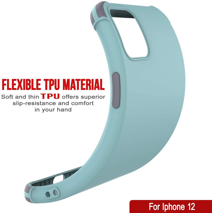 Punkcase Protective & Lightweight TPU Case [Sunshine Series] for iPhone 12 [Teal] (Color in image: Grey)