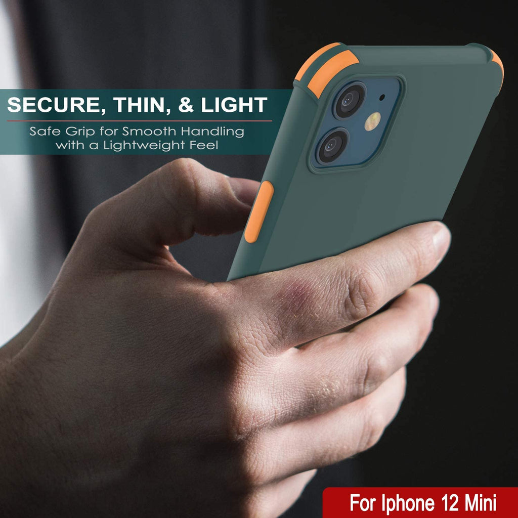 Punkcase Protective & Lightweight TPU Case [Sunshine Series] for iPhone 12 Mini [Dark Green] (Color in image: Orange)
