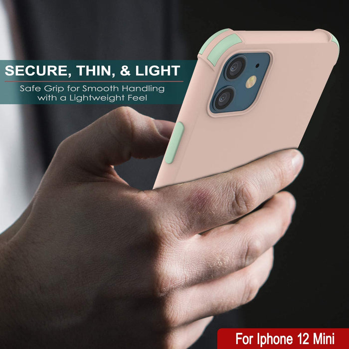 Punkcase Protective & Lightweight TPU Case [Sunshine Series] for iPhone 12 Mini [Pink] (Color in image: Black)