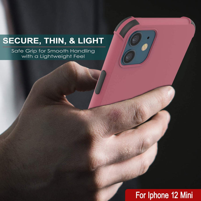 Punkcase Protective & Lightweight TPU Case [Sunshine Series] for iPhone 12 Mini [Rose] (Color in image: Black)