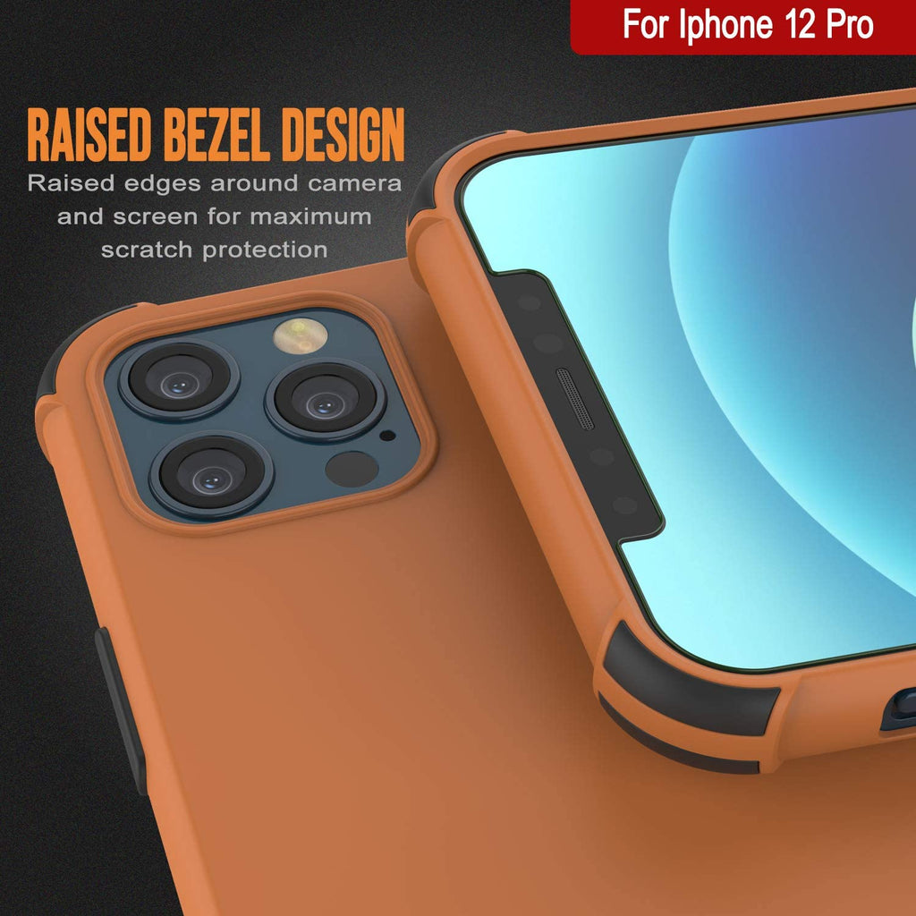Punkcase Protective & Lightweight TPU Case [Sunshine Series] for iPhone 12 Pro [Orange] (Color in image: Black)