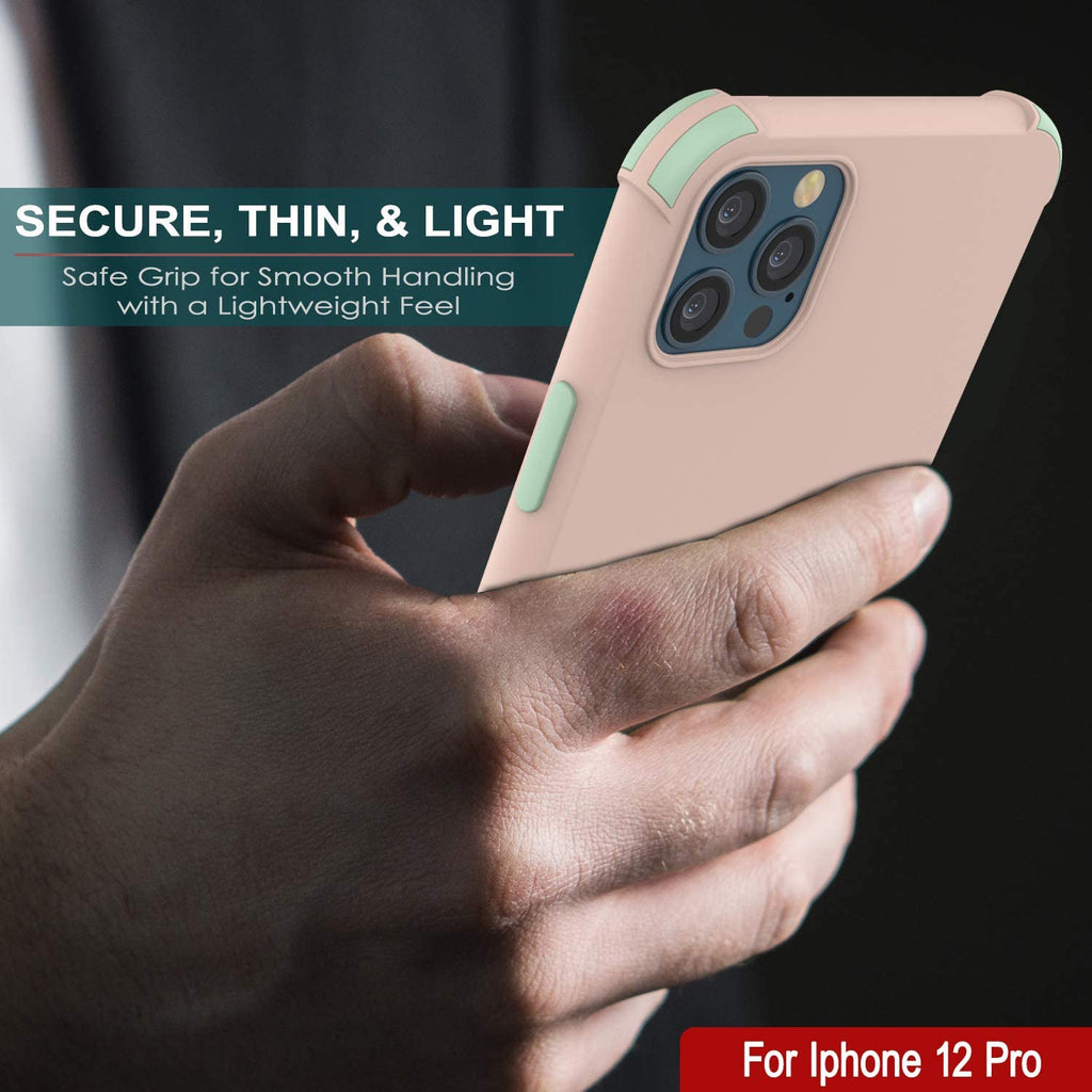 Punkcase Protective & Lightweight TPU Case [Sunshine Series] for iPhone 12 Pro [Pink] (Color in image: Black)