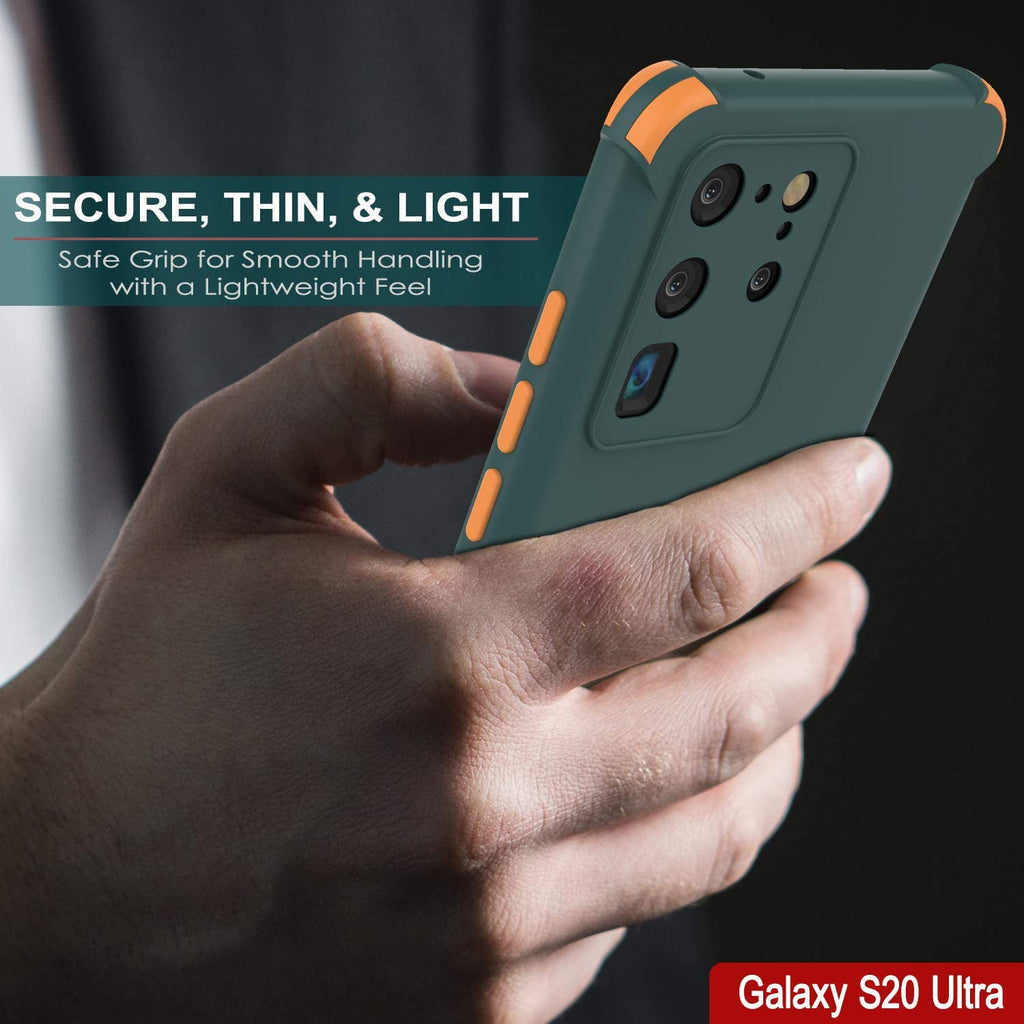 Punkcase Protective & Lightweight TPU Case [Sunshine Series] for Galaxy S20 Ultra [Dark Green] (Color in image: Orange)
