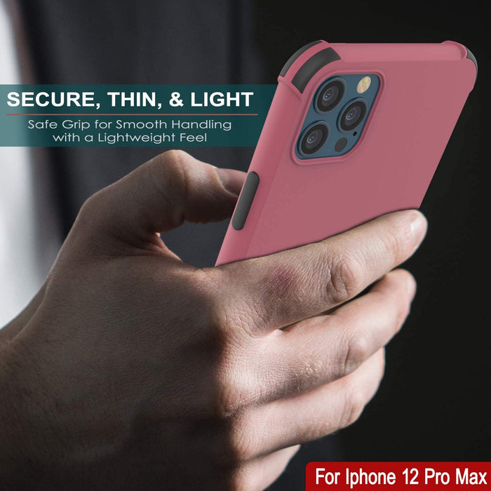 Punkcase Protective & Lightweight TPU Case [Sunshine Series] for iPhone 12 Pro Max [Rose] (Color in image: Black)