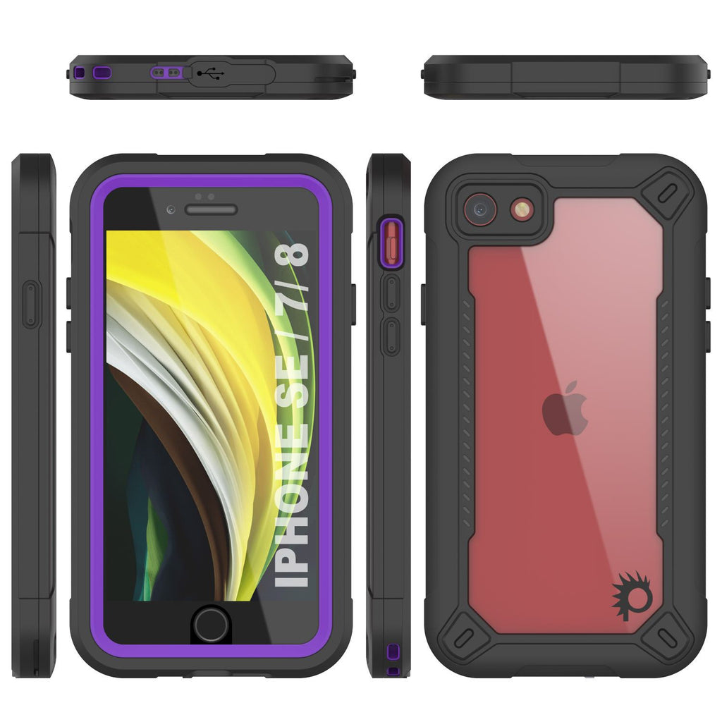 iPhone 7 Waterproof IP68 Case, Punkcase [Purple]  [Maximus Series] [Slim Fit] [IP68 Certified] [Shockresistant] Clear Armor Cover with Screen Protector | Ultimate Protection 