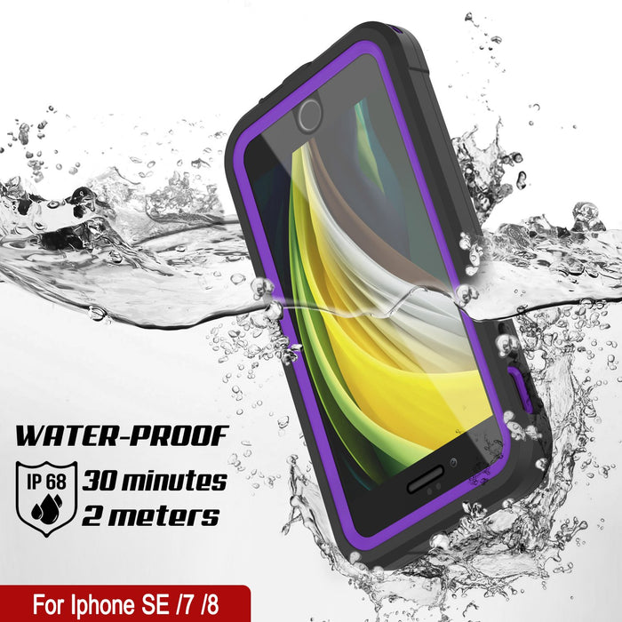 iPhone 7 Waterproof IP68 Case, Punkcase [Purple]  [Maximus Series] [Slim Fit] [IP68 Certified] [Shockresistant] Clear Armor Cover with Screen Protector | Ultimate Protection (Color in image: white)
