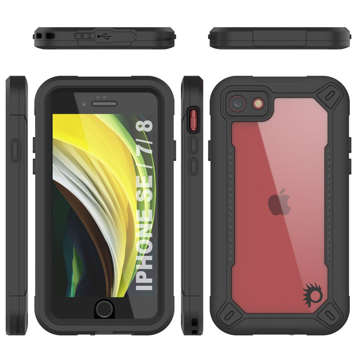 iPhone 7 Waterproof IP68 Case, Punkcase [Black]  [Maximus Series] [Slim Fit] [IP68 Certified] [Shockresistant] Clear Armor Cover with Screen Protector | Ultimate Protection 