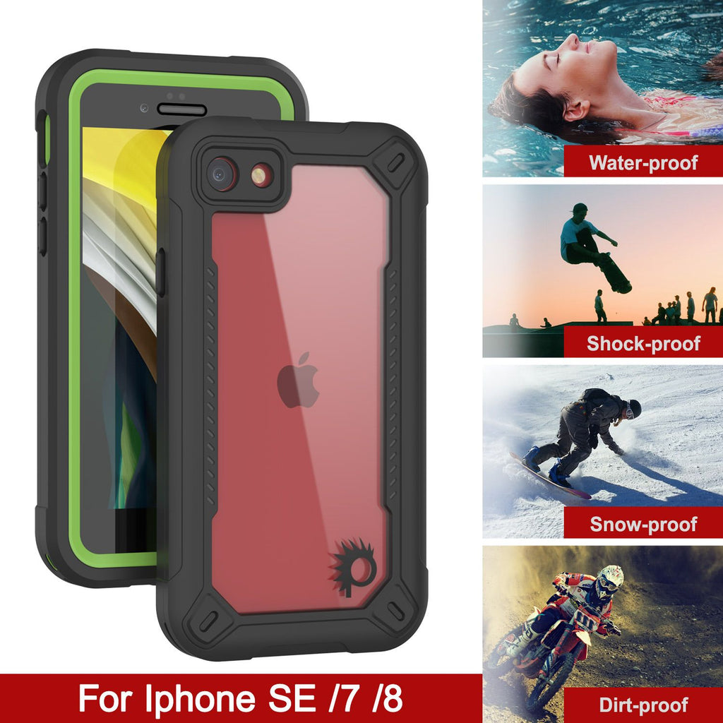 iPhone 7 Waterproof IP68 Case, Punkcase [Green]  [Maximus Series] [Slim Fit] [IP68 Certified] [Shockresistant] Clear Armor Cover with Screen Protector | Ultimate Protection (Color in image: teal)