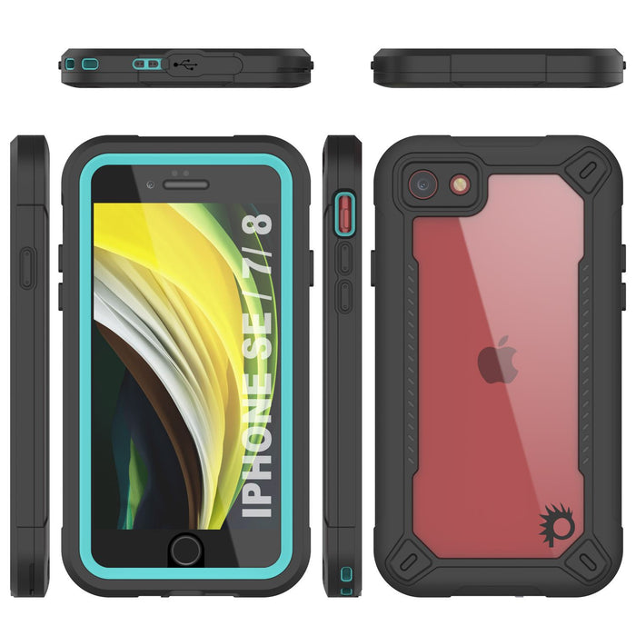 iPhone 8 Waterproof IP68 Case, Punkcase [teal]  [Maximus Series] [Slim Fit] [IP68 Certified] [Shockresistant] Clear Armor Cover with Screen Protector | Ultimate Protection 