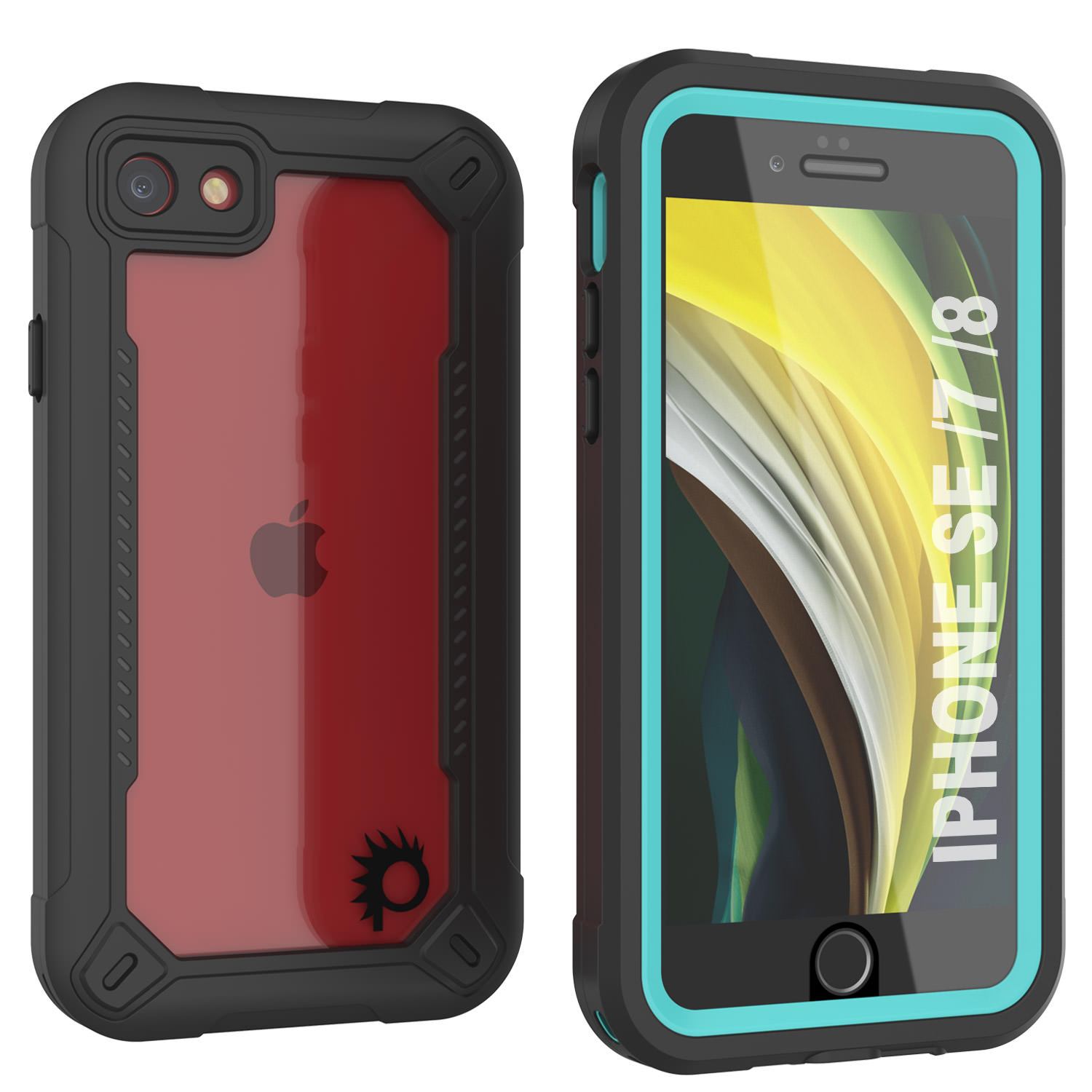 iPhone 8 Waterproof IP68 Case, Punkcase [teal]  [Maximus Series] [Slim Fit] [IP68 Certified] [Shockresistant] Clear Armor Cover with Screen Protector | Ultimate Protection (Color in image: teal)