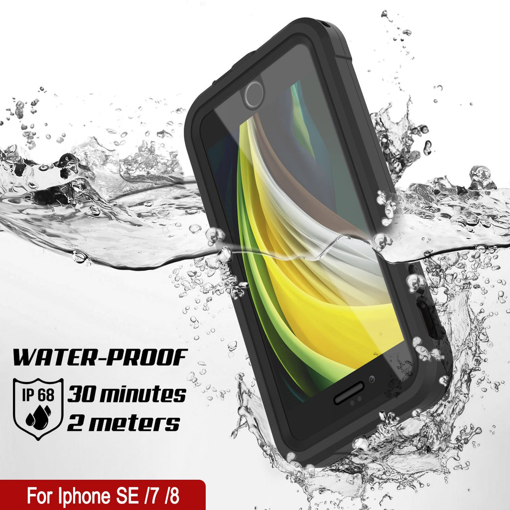 iPhone 8 Waterproof IP68 Case, Punkcase [Black]  [Maximus Series] [Slim Fit] [IP68 Certified] [Shockresistant] Clear Armor Cover with Screen Protector | Ultimate Protection (Color in image: white)