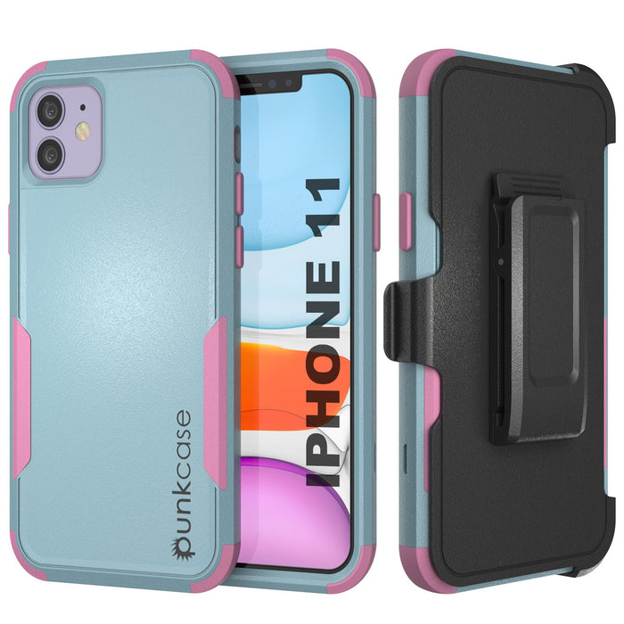 Punkcase for iPhone 11 Belt Clip Multilayer Holster Case [Patron Series] [Mint-Pink] (Color in image: Mint-Pink)