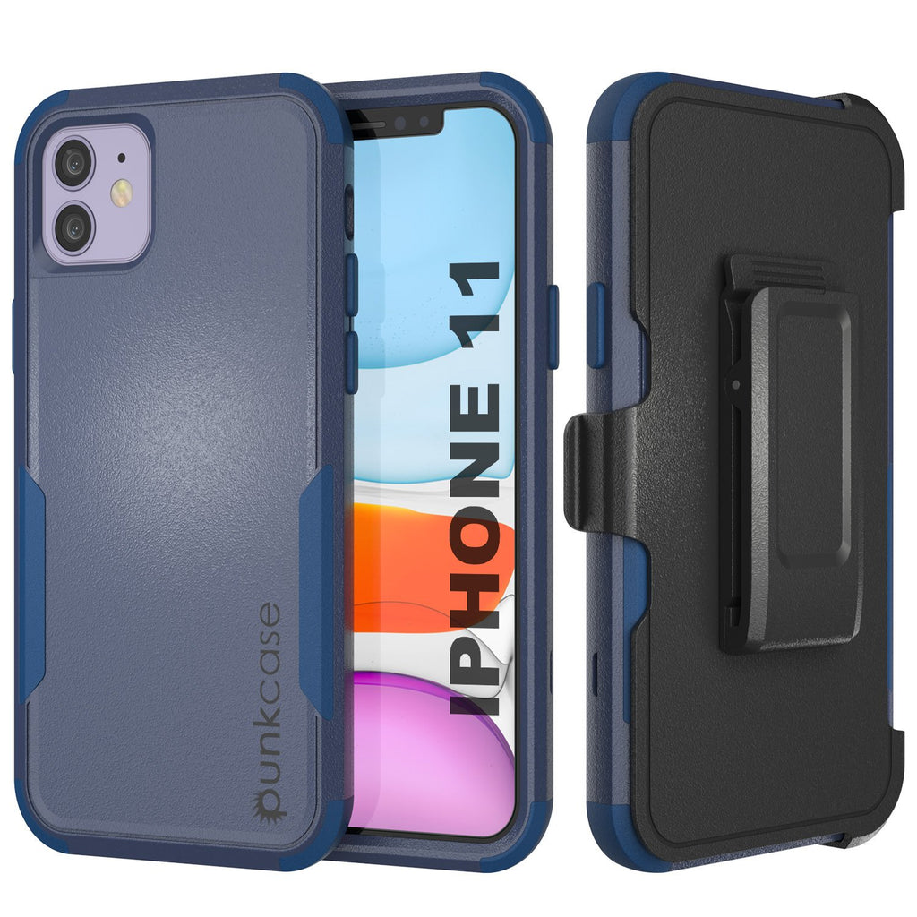 Punkcase for iPhone 11 Belt Clip Multilayer Holster Case [Patron Series] [Navy] (Color in image: Navy)