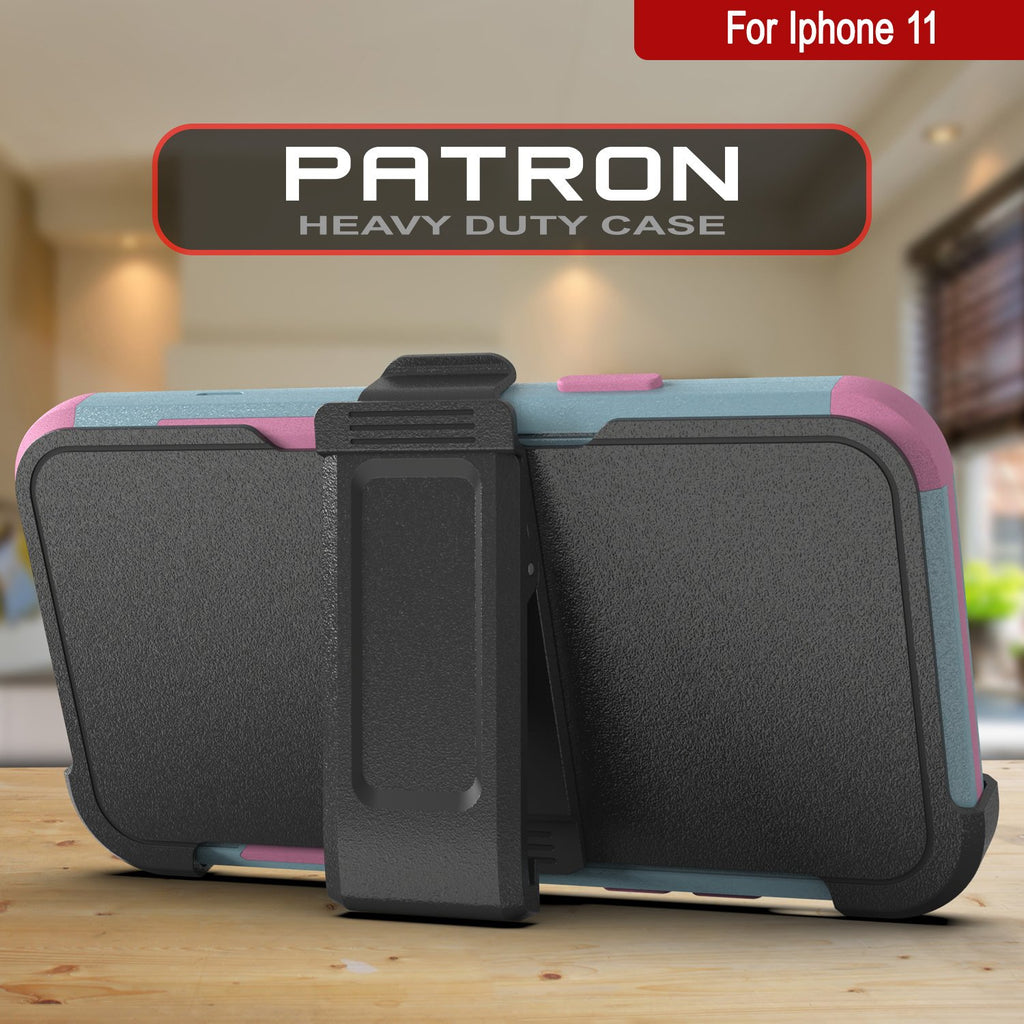 Punkcase for iPhone 11 Belt Clip Multilayer Holster Case [Patron Series] [Mint-Pink] (Color in image: Pink)